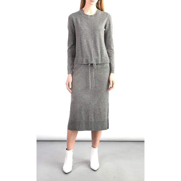 Sandro Knit Midi Dress Gray Long Sleeve Wool Cashmere Round Neck M - Picture 1 of 10